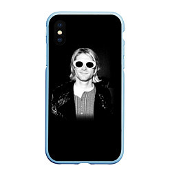 Чехол iPhone XS Max матовый Курт Кобейн в Очках Nirvana, цвет: 3D-голубой