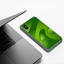 Чехол iPhone XS Max матовый 3d Green abstract, цвет: 3D-темно-зеленый — фото 2
