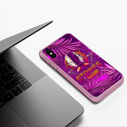 Чехол iPhone XS Max матовый Fortnite Neon Stonks Meme, цвет: 3D-розовый — фото 2