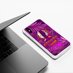 Чехол iPhone XS Max матовый Fortnite Neon Stonks Meme, цвет: 3D-белый — фото 2