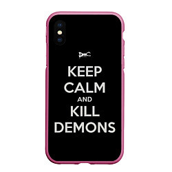Чехол iPhone XS Max матовый Расслабься и убивай демонов, цвет: 3D-малиновый