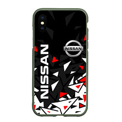 Чехол iPhone XS Max матовый NISSAN НИССАН ОСКОЛКИ, цвет: 3D-темно-зеленый