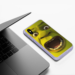 Чехол iPhone XS Max матовый Shrek is Yelling, цвет: 3D-светло-сиреневый — фото 2