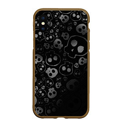 Чехол iPhone XS Max матовый ART SKULL, цвет: 3D-коричневый