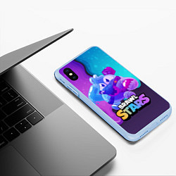 Чехол iPhone XS Max матовый Сквик Squeak Brawl Stars, цвет: 3D-голубой — фото 2