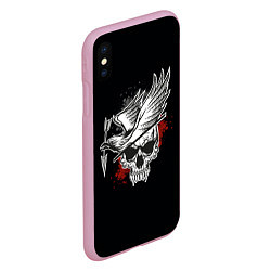 Чехол iPhone XS Max матовый Череп с птицей со стрелой, цвет: 3D-розовый — фото 2