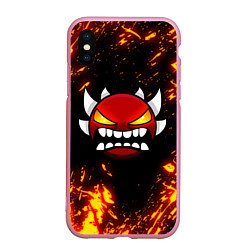 Чехол iPhone XS Max матовый Geometry Dash: Demon Z, цвет: 3D-розовый