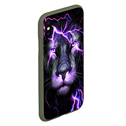 Чехол iPhone XS Max матовый НЕОНОВЫЙ ЛЕВ NEON LION, цвет: 3D-темно-зеленый — фото 2