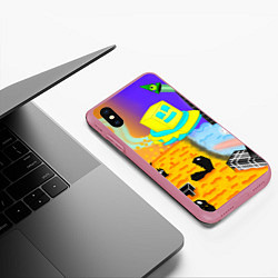 Чехол iPhone XS Max матовый Geometry Dash: RobTop Z, цвет: 3D-малиновый — фото 2