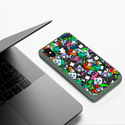 Чехол iPhone XS Max матовый Geometry Dash: Pattern Z, цвет: 3D-темно-зеленый — фото 2