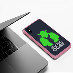 Чехол iPhone XS Max матовый Shrek: Im good ogre, цвет: 3D-малиновый — фото 2