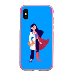 Чехол iPhone XS Max матовый Медсестра Super Nurse Z, цвет: 3D-розовый