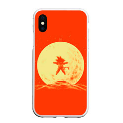 Чехол iPhone XS Max матовый Гоку и луна, цвет: 3D-белый
