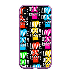 Чехол iPhone XS Max матовый ЛЮБОВЬ СМЕРТЬ И РОБОТЫ УЗОР, цвет: 3D-фиолетовый
