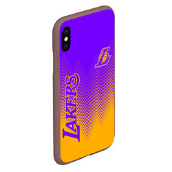 Чехол iPhone XS Max матовый LOS ANGELES LAKERS ЛЕЙКЕРС, цвет: 3D-коричневый — фото 2