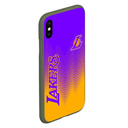 Чехол iPhone XS Max матовый LOS ANGELES LAKERS ЛЕЙКЕРС, цвет: 3D-темно-зеленый — фото 2