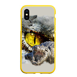 Чехол iPhone XS Max матовый Глаз крокодила, цвет: 3D-желтый