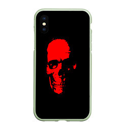 Чехол iPhone XS Max матовый Кровавый череп, цвет: 3D-салатовый