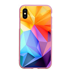 Чехол iPhone XS Max матовый Радужная геометрия, цвет: 3D-розовый