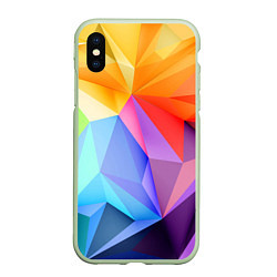 Чехол iPhone XS Max матовый Радужная геометрия, цвет: 3D-салатовый