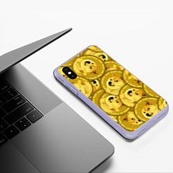 Чехол iPhone XS Max матовый DOGECOIN DOGE ДОГИКОИН, цвет: 3D-светло-сиреневый — фото 2