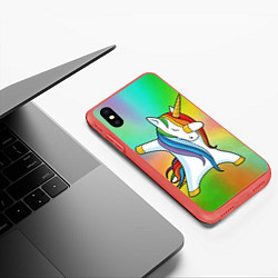 Чехол iPhone XS Max матовый Крутой единорог, цвет: 3D-красный — фото 2