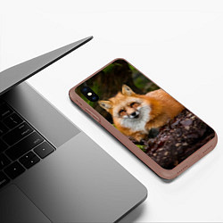 Чехол iPhone XS Max матовый Взрослый строгий лис, цвет: 3D-коричневый — фото 2