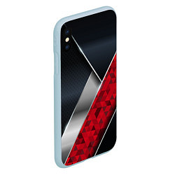 Чехол iPhone XS Max матовый 3D BLACK AND RED METAL, цвет: 3D-голубой — фото 2