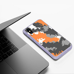 Чехол iPhone XS Max матовый Камуфляж огненный, цвет: 3D-светло-сиреневый — фото 2