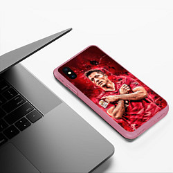 Чехол iPhone XS Max матовый Левандовски Lewandowski 9, цвет: 3D-малиновый — фото 2