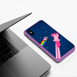 Чехол iPhone XS Max матовый Nyan cat x Pony, цвет: 3D-фиолетовый — фото 2