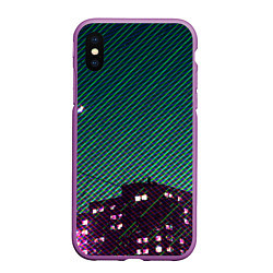 Чехол iPhone XS Max матовый Ночной город, цвет: 3D-фиолетовый
