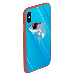 Чехол iPhone XS Max матовый Акула в очках, цвет: 3D-красный — фото 2