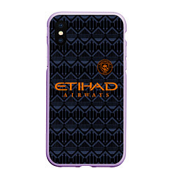 Чехол iPhone XS Max матовый MANCHESTER CITY МАНЧЕСТЕР, цвет: 3D-сиреневый