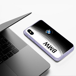 Чехол iPhone XS Max матовый Black and White BMW, цвет: 3D-светло-сиреневый — фото 2