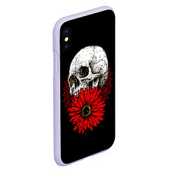 Чехол iPhone XS Max матовый Череп и Красный Цветок Skull, цвет: 3D-светло-сиреневый — фото 2