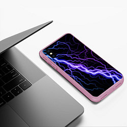 Чехол iPhone XS Max матовый НЕОНОВАЯ МОЛНИЯ ГРОЗА, цвет: 3D-розовый — фото 2