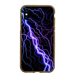 Чехол iPhone XS Max матовый НЕОНОВАЯ МОЛНИЯ ГРОЗА, цвет: 3D-коричневый