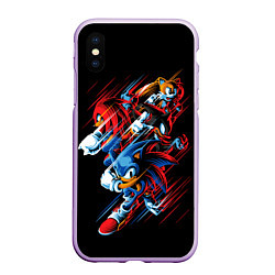 Чехол iPhone XS Max матовый Sonics team, цвет: 3D-сиреневый