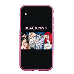 Чехол iPhone XS Max матовый Hide eyes Blackpink, цвет: 3D-малиновый