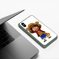 Чехол iPhone XS Max матовый One piece Луффи ликует, цвет: 3D-темно-зеленый — фото 2