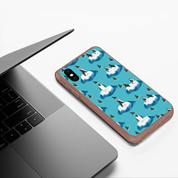 Чехол iPhone XS Max матовый Пингвины, цвет: 3D-коричневый — фото 2