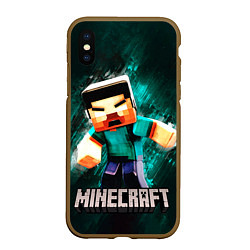 Чехол iPhone XS Max матовый MINECRAFT, цвет: 3D-коричневый