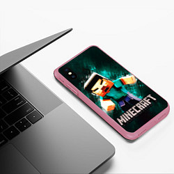 Чехол iPhone XS Max матовый MINECRAFT, цвет: 3D-малиновый — фото 2