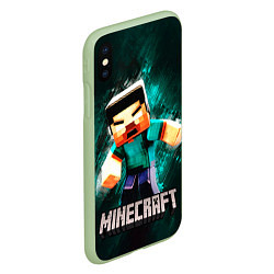 Чехол iPhone XS Max матовый MINECRAFT, цвет: 3D-салатовый — фото 2