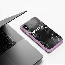 Чехол iPhone XS Max матовый METALLICA РАЗРЯД МОЛНИИ, цвет: 3D-сиреневый — фото 2