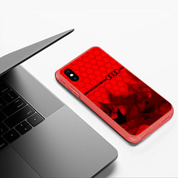 Чехол iPhone XS Max матовый Audi - Racing Line, цвет: 3D-красный — фото 2