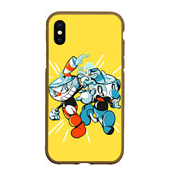 Чехол iPhone XS Max матовый Cuphead bros, цвет: 3D-коричневый