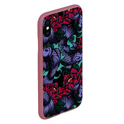 Чехол iPhone XS Max матовый Японские карпы, цвет: 3D-малиновый — фото 2