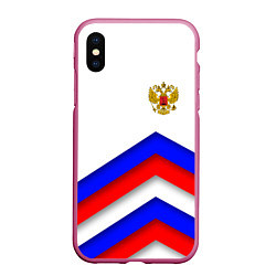 Чехол iPhone XS Max матовый РОССИЯ ФОРМА АБСТРАКТНЫЙ, цвет: 3D-малиновый